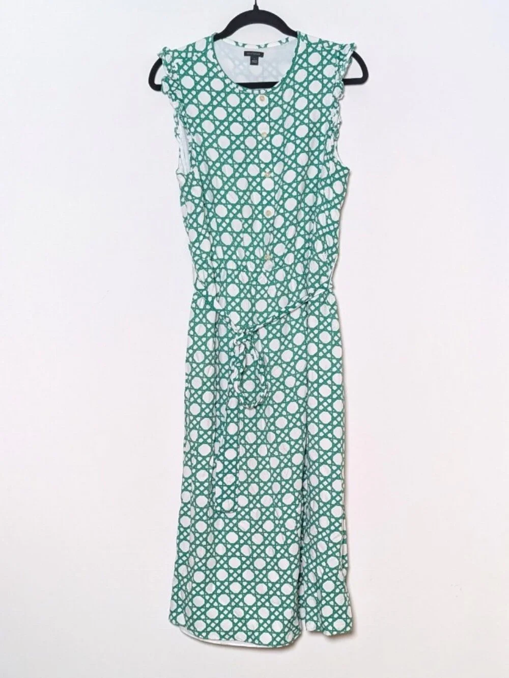 Ann Taylor Loft Sleeveless Green Geometric Printed Midi Dress Size Large